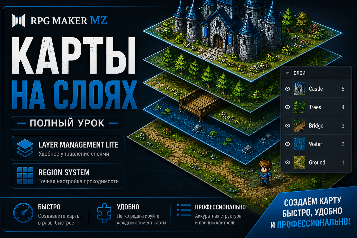 Как создавать красивые карты в RPG Maker MZ с помощью слоёв
