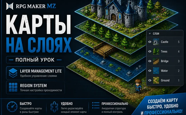 Как создавать красивые карты в RPG Maker MZ с помощью слоёв